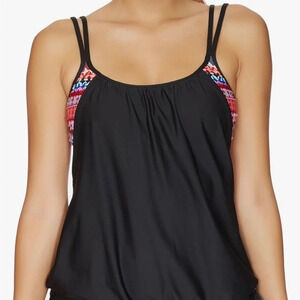 Body Renewal Cut Out Double Up Tankini Top, XXL